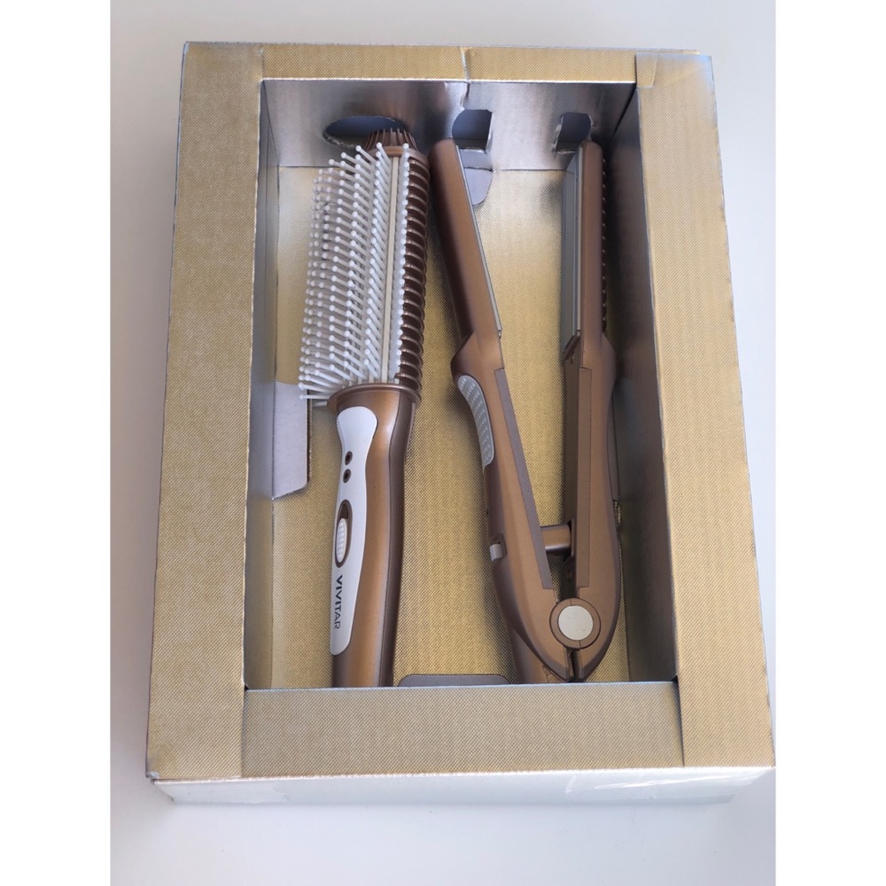 Flat iron & heated brush set